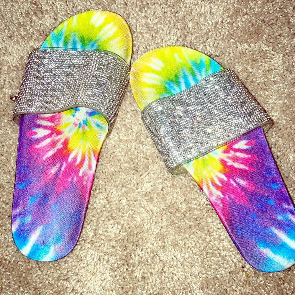 Tye Dye Rhinestone Slides